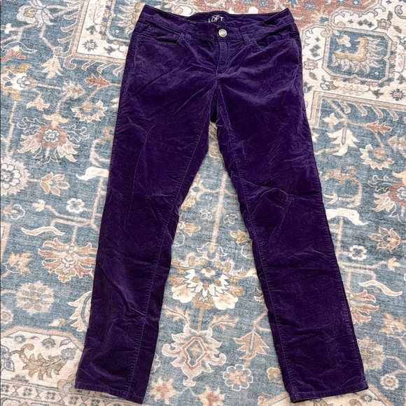LOFT 6 Modern Straight Deep Purple Velvet Trousers - Picture 1 of 8